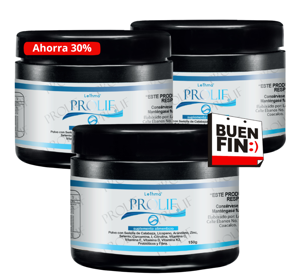 PACK 3 botes de 150g Prolif - 90 tomas