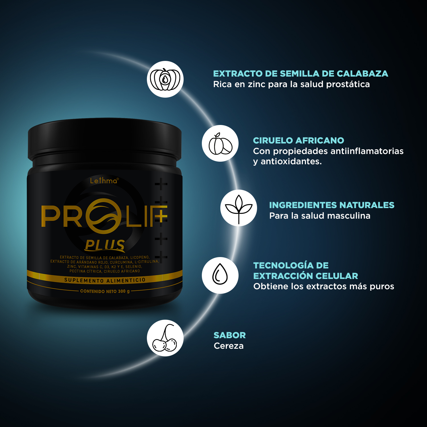 Prolif Plus 300 g - 60 tomas, sabor: Cereza - Imagen 5