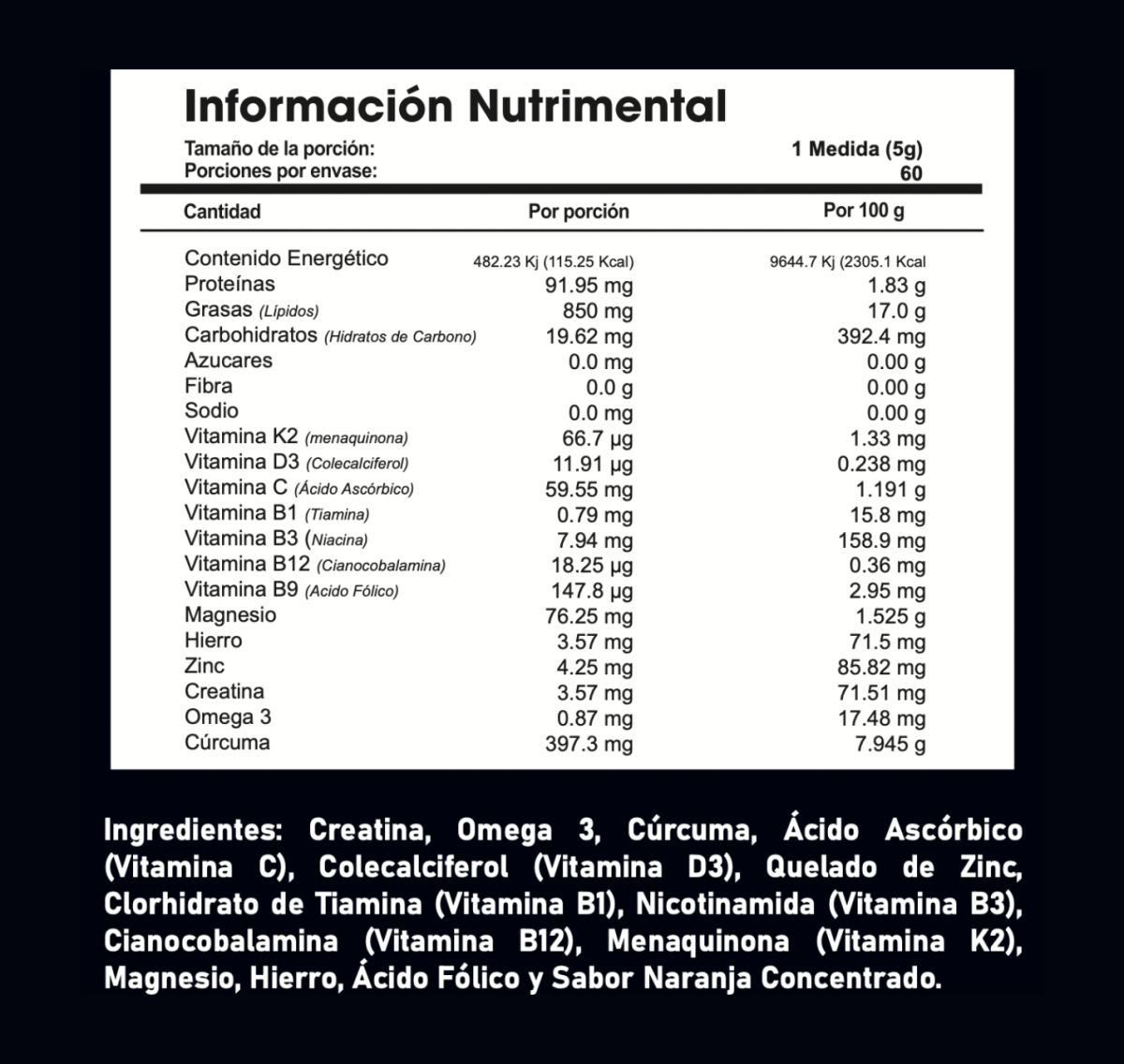 Suplemento alimenticio 300g Prolif Sport - 60 tomas - Imagen 2
